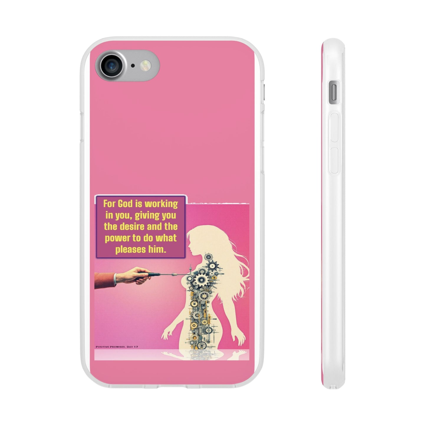 Motivational Flexi Case, Inspirational Phone Cover, Cute Gift for Friends, Faith-Based Protector, Unique Tech Accessory