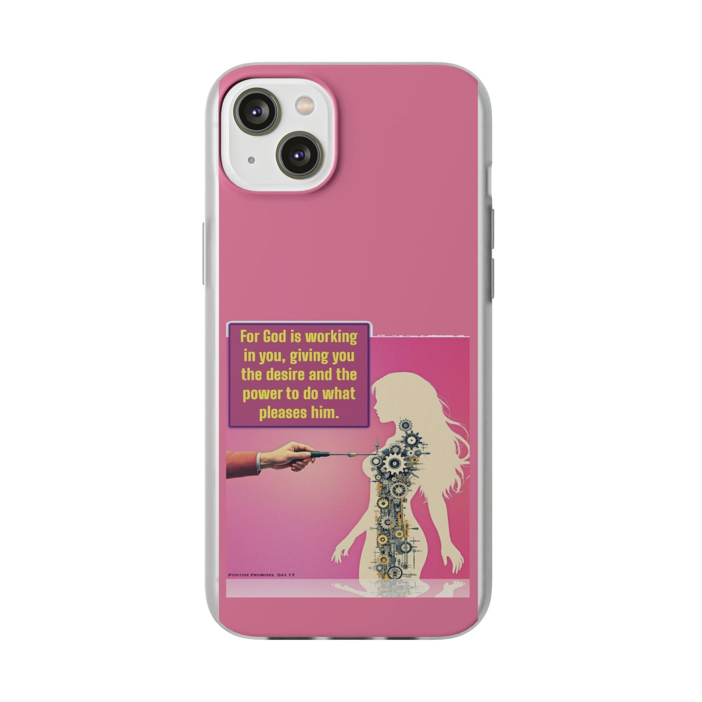 Motivational Flexi Case, Inspirational Phone Cover, Cute Gift for Friends, Faith-Based Protector, Unique Tech Accessory