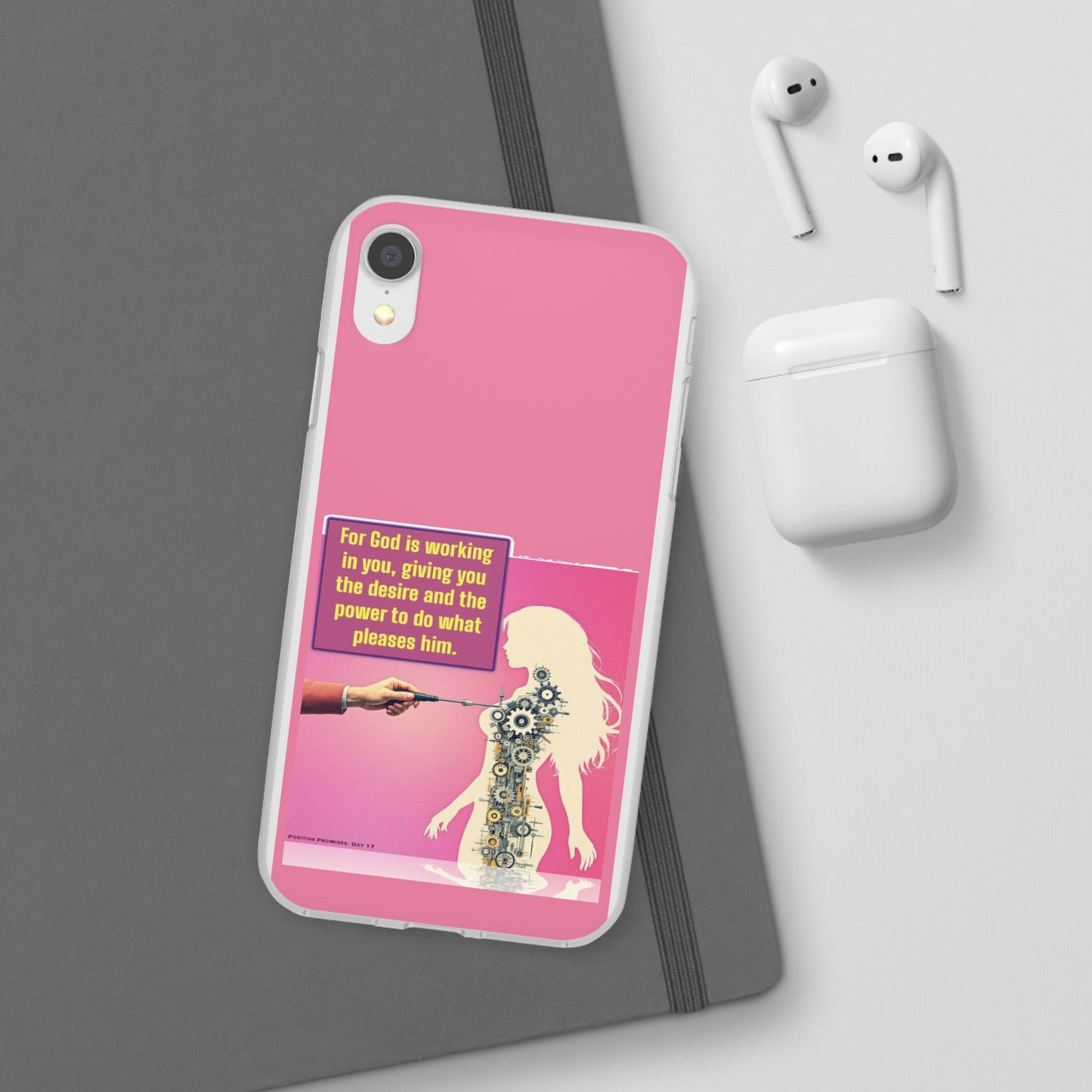 Motivational Flexi Case, Inspirational Phone Cover, Cute Gift for Friends, Faith-Based Protector, Unique Tech Accessory