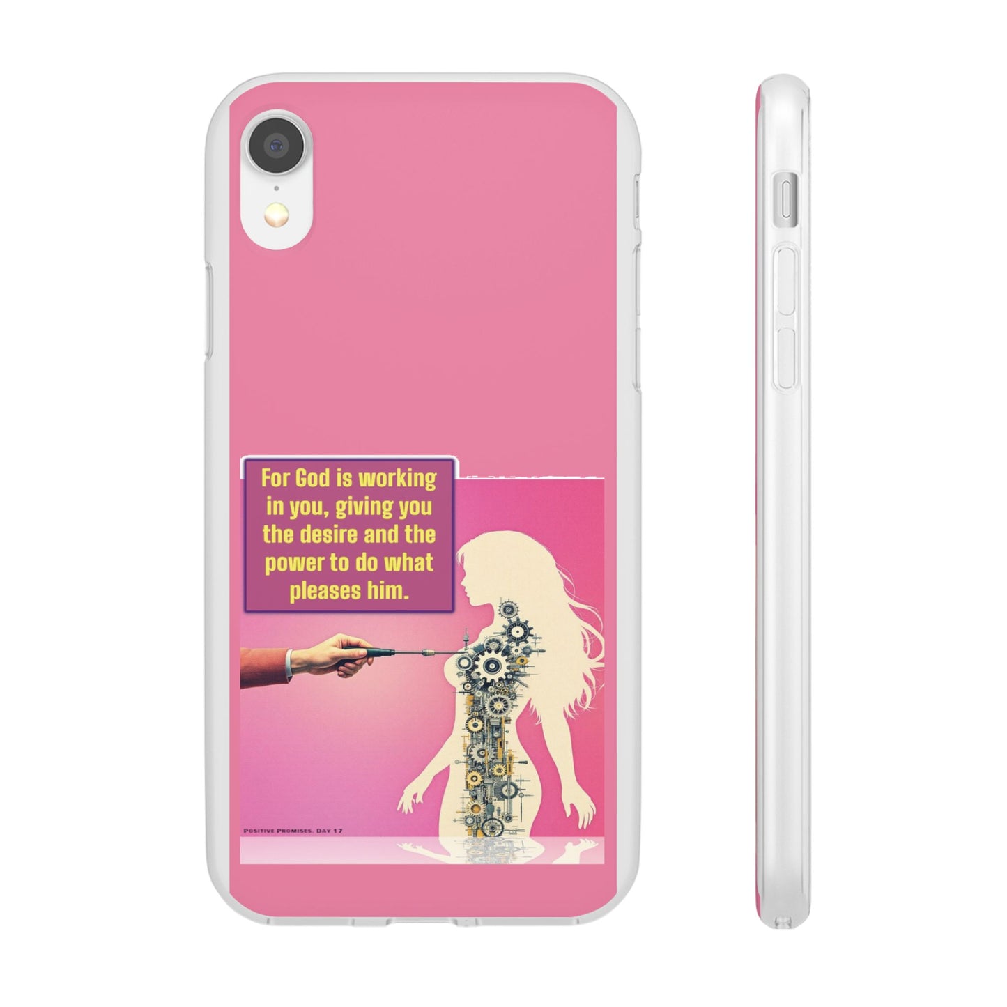 Motivational Flexi Case, Inspirational Phone Cover, Cute Gift for Friends, Faith-Based Protector, Unique Tech Accessory