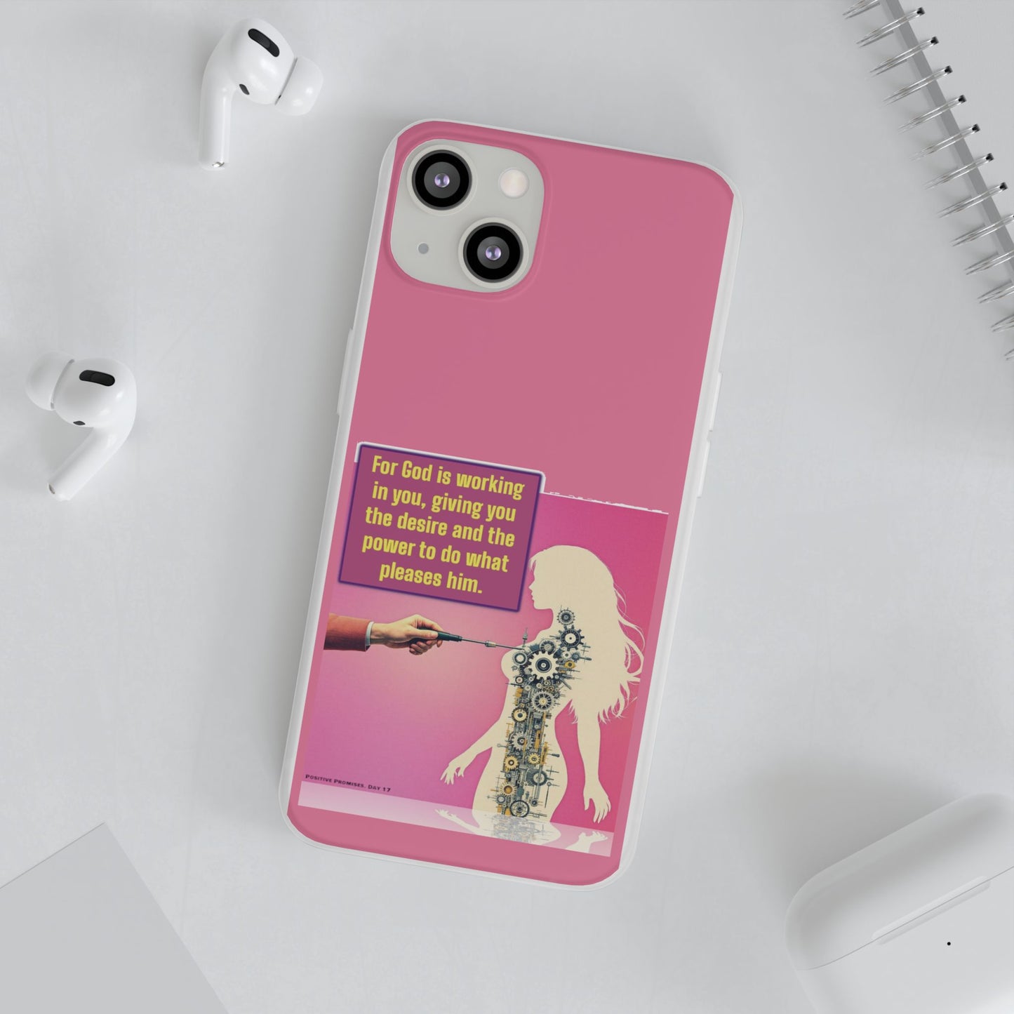 Motivational Flexi Case, Inspirational Phone Cover, Cute Gift for Friends, Faith-Based Protector, Unique Tech Accessory