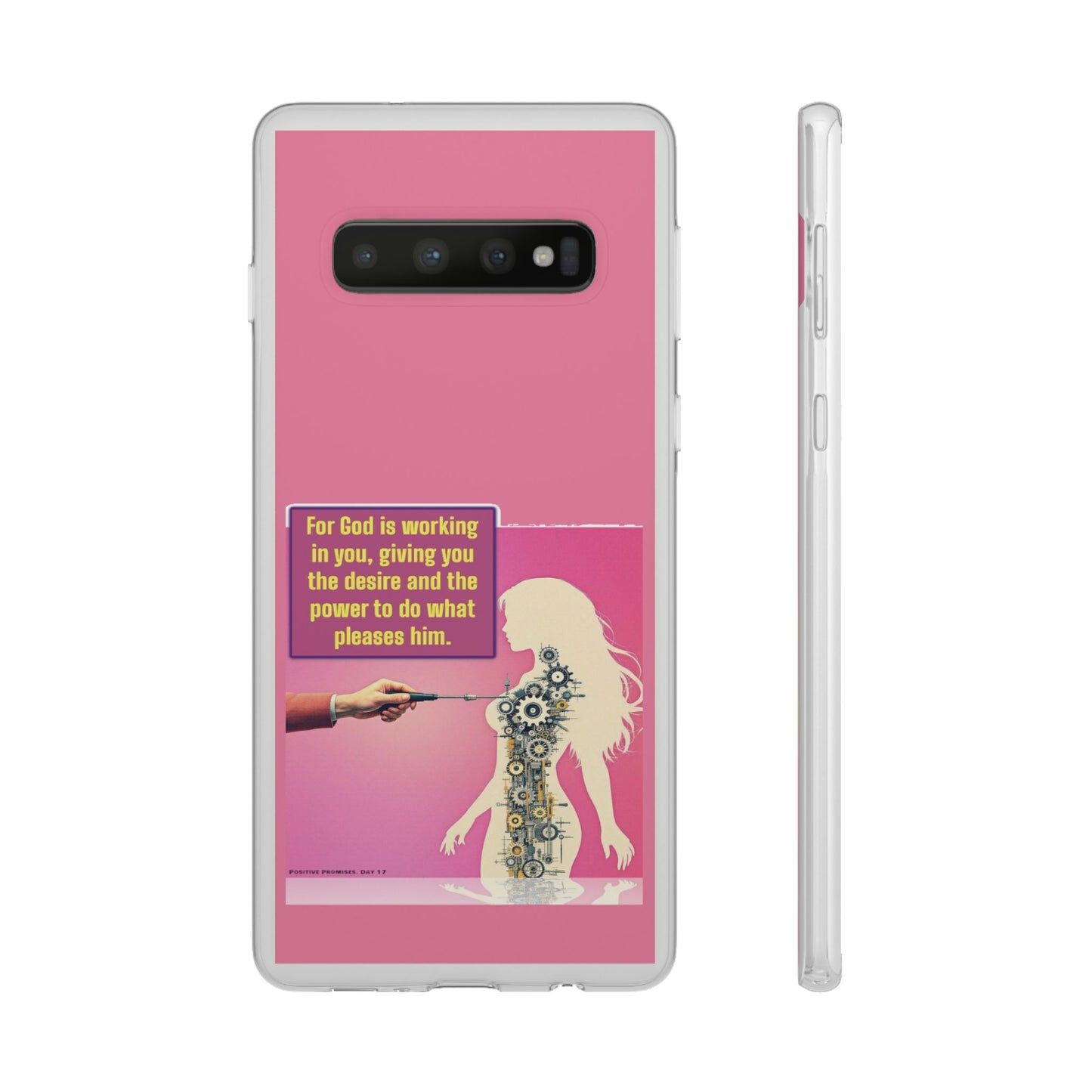 Motivational Flexi Case, Inspirational Phone Cover, Cute Gift for Friends, Faith-Based Protector, Unique Tech Accessory