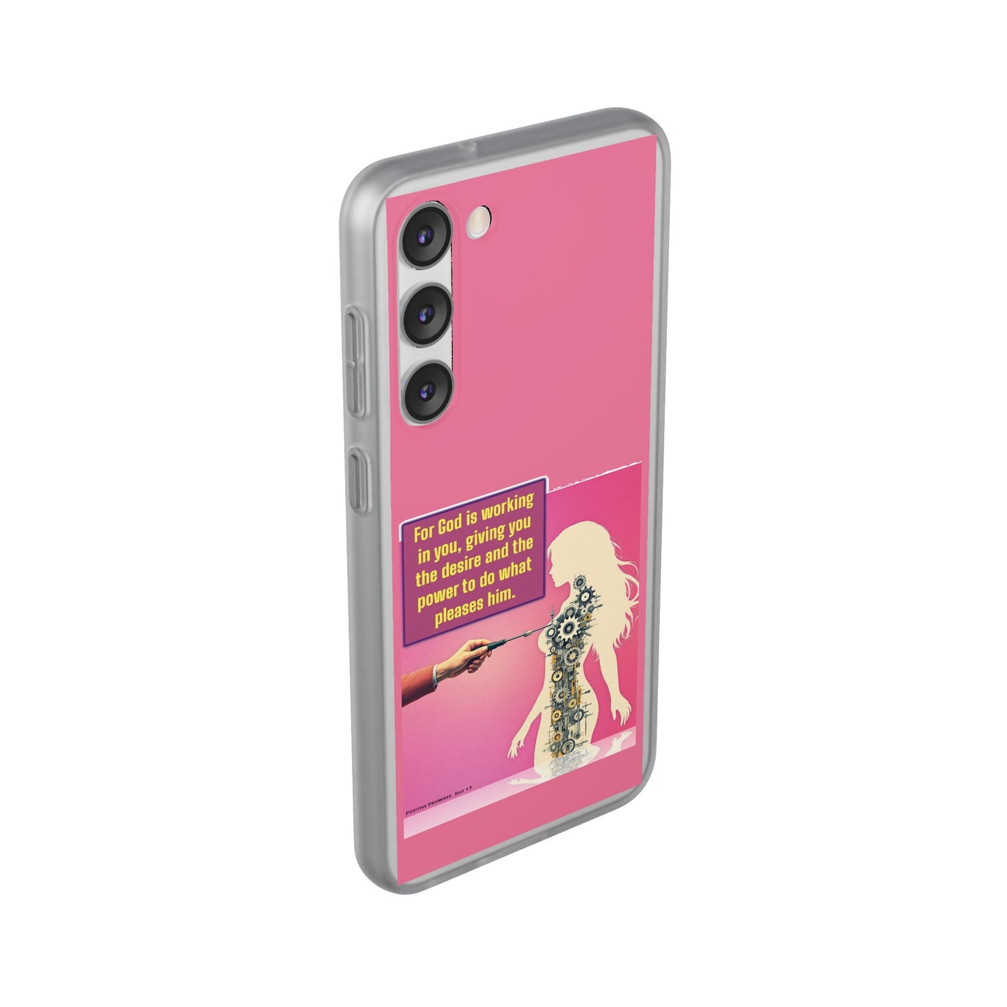 Motivational Flexi Case, Inspirational Phone Cover, Cute Gift for Friends, Faith-Based Protector, Unique Tech Accessory