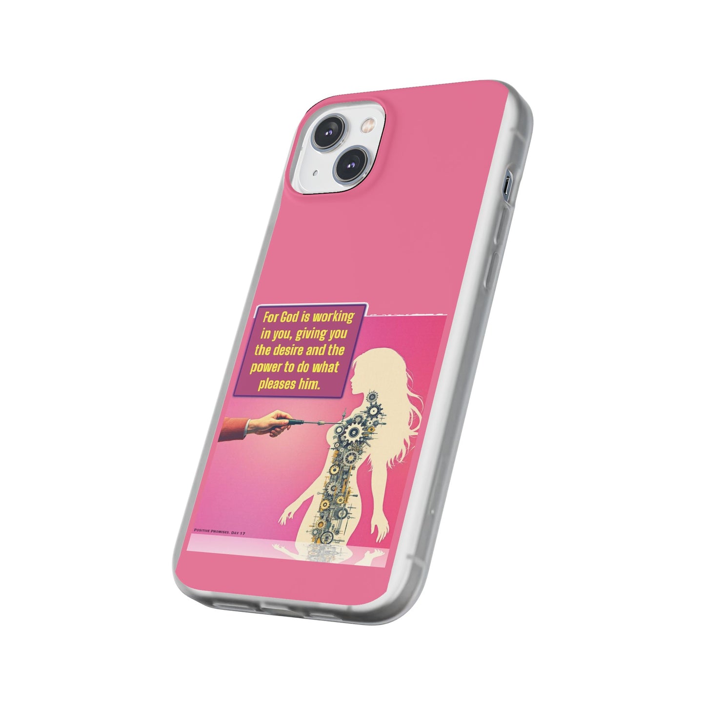 Motivational Flexi Case, Inspirational Phone Cover, Cute Gift for Friends, Faith-Based Protector, Unique Tech Accessory