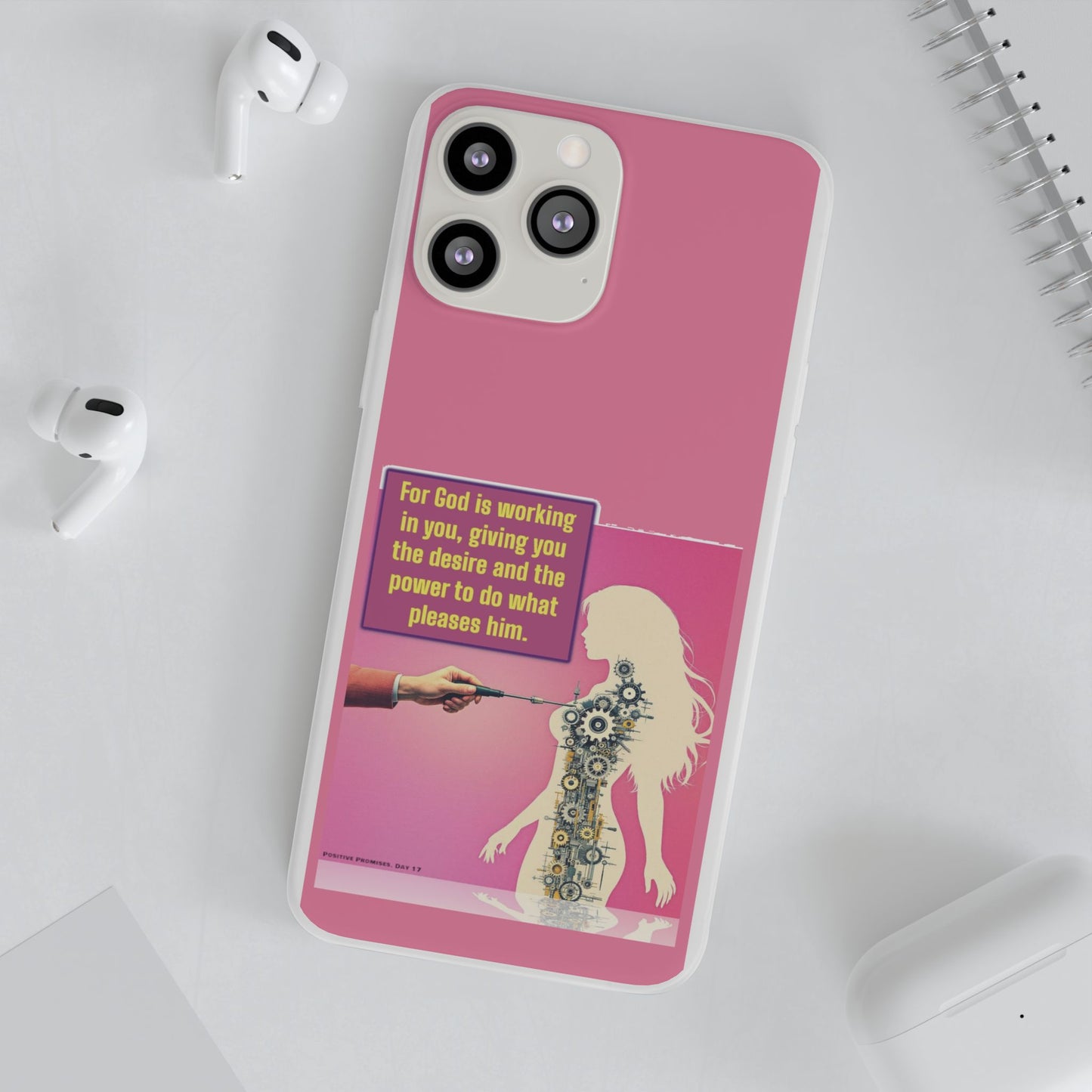 Motivational Flexi Case, Inspirational Phone Cover, Cute Gift for Friends, Faith-Based Protector, Unique Tech Accessory