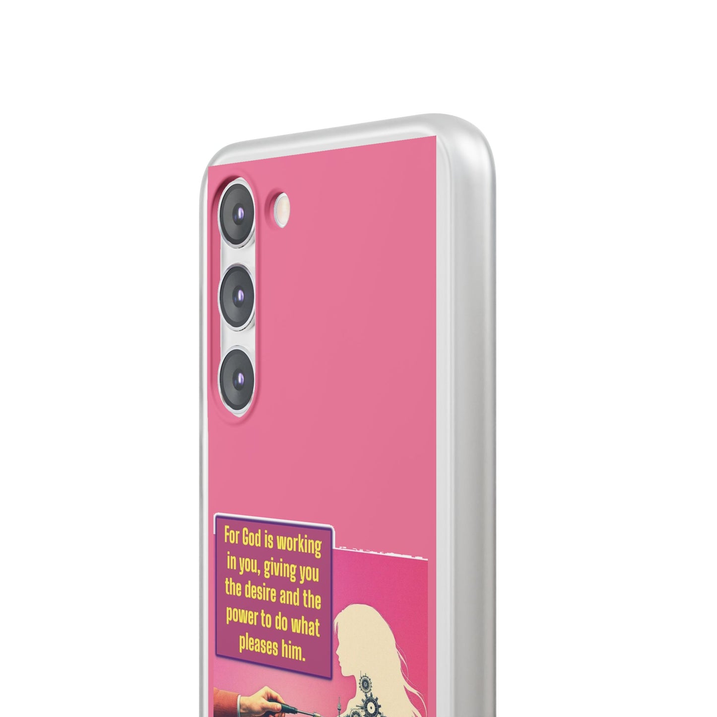 Motivational Flexi Case, Inspirational Phone Cover, Cute Gift for Friends, Faith-Based Protector, Unique Tech Accessory