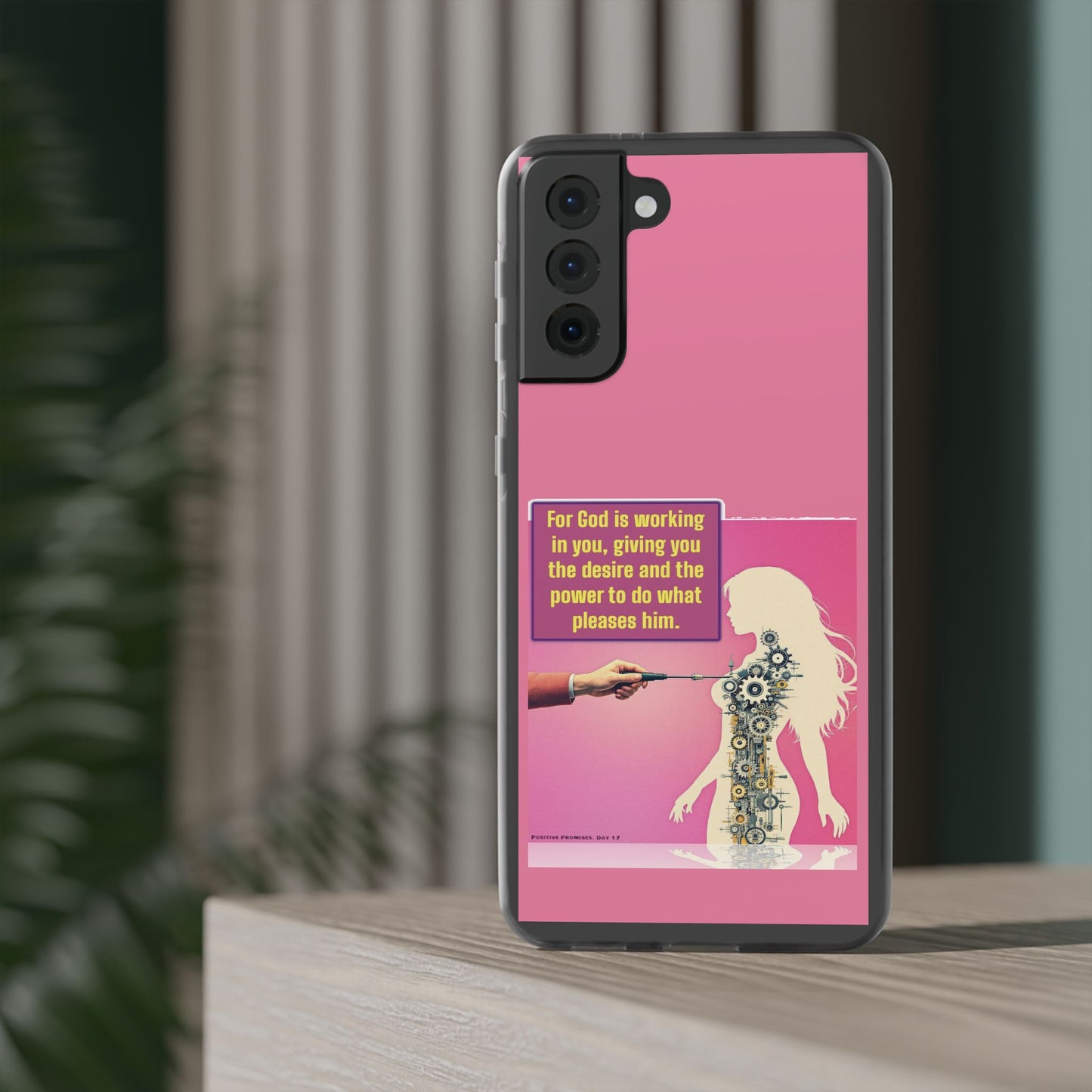 Motivational Flexi Case, Inspirational Phone Cover, Cute Gift for Friends, Faith-Based Protector, Unique Tech Accessory