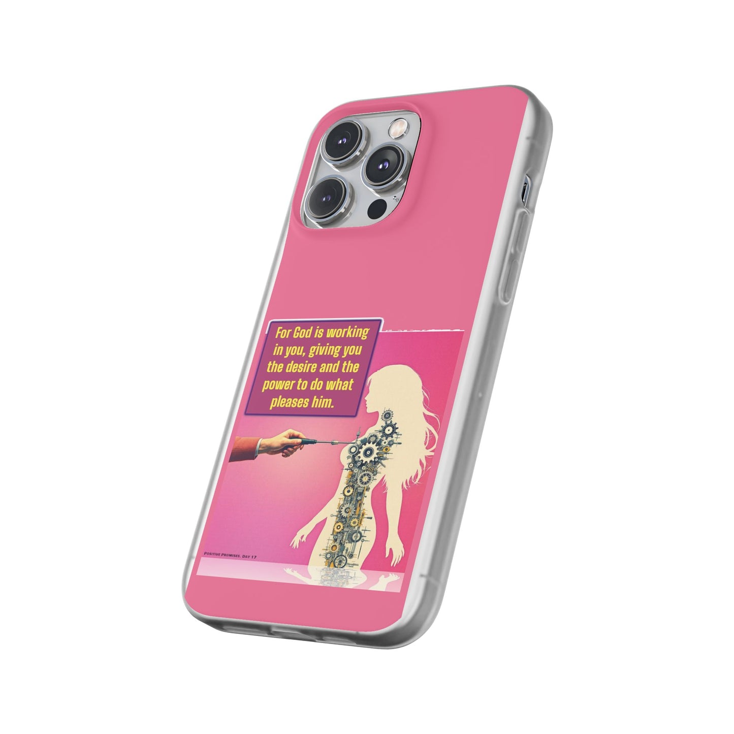 Motivational Flexi Case, Inspirational Phone Cover, Cute Gift for Friends, Faith-Based Protector, Unique Tech Accessory