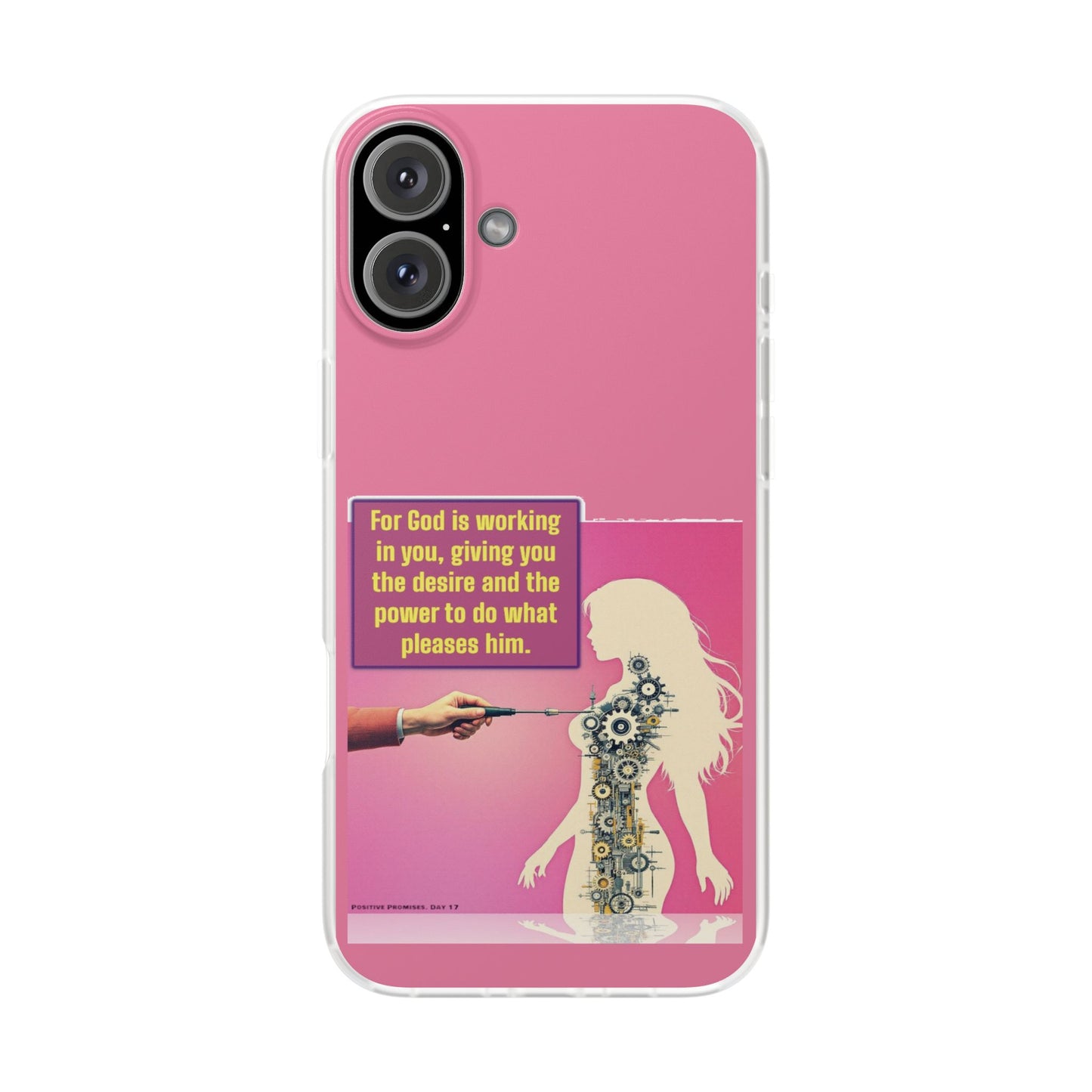 Motivational Flexi Case, Inspirational Phone Cover, Cute Gift for Friends, Faith-Based Protector, Unique Tech Accessory