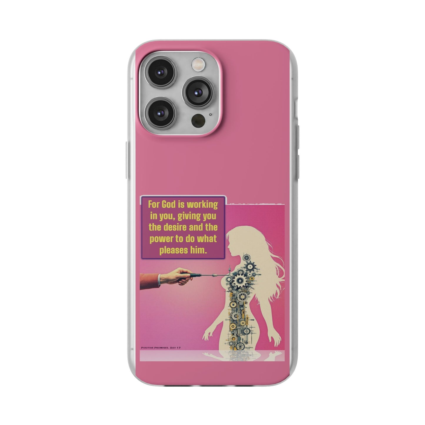 Motivational Flexi Case, Inspirational Phone Cover, Cute Gift for Friends, Faith-Based Protector, Unique Tech Accessory