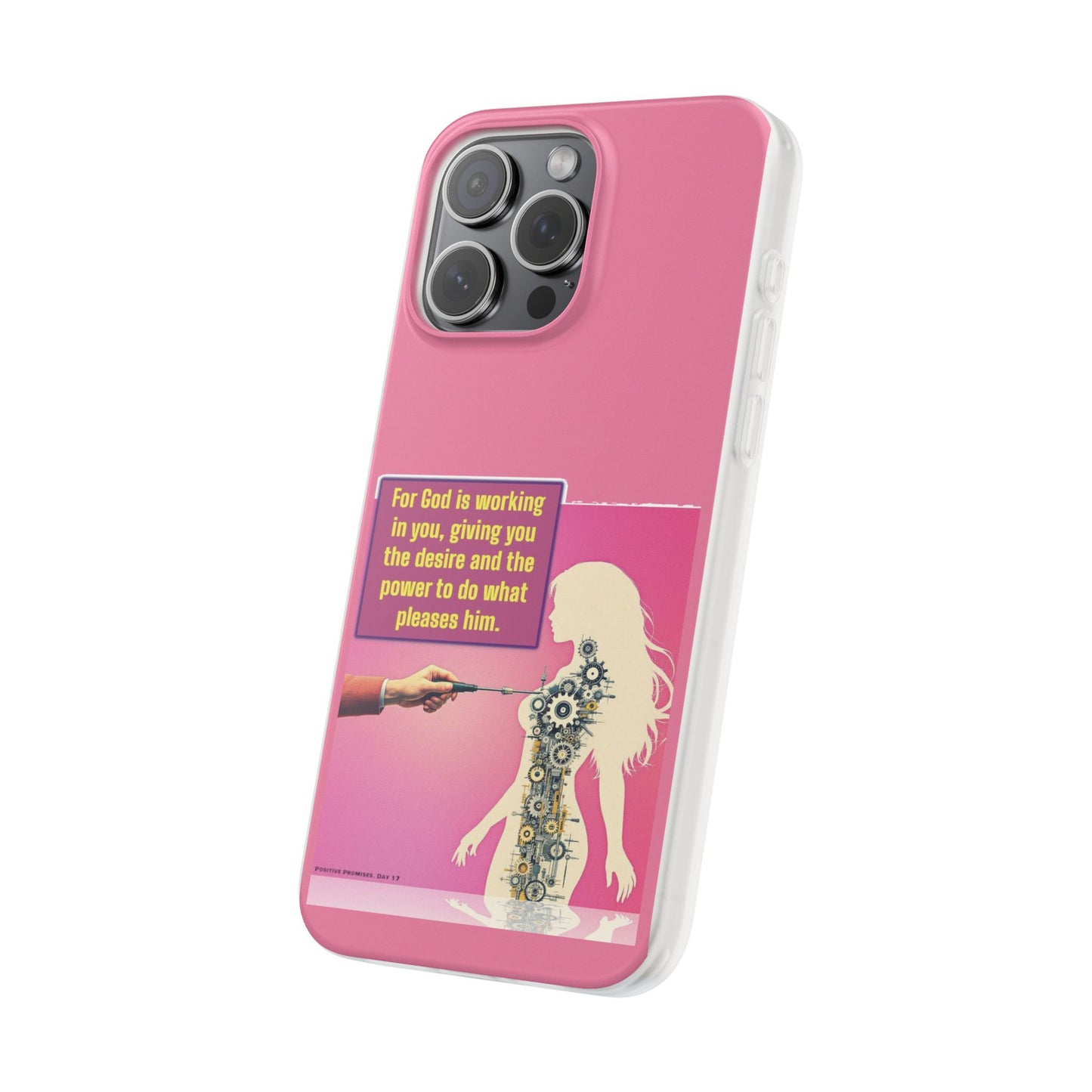 Motivational Flexi Case, Inspirational Phone Cover, Cute Gift for Friends, Faith-Based Protector, Unique Tech Accessory