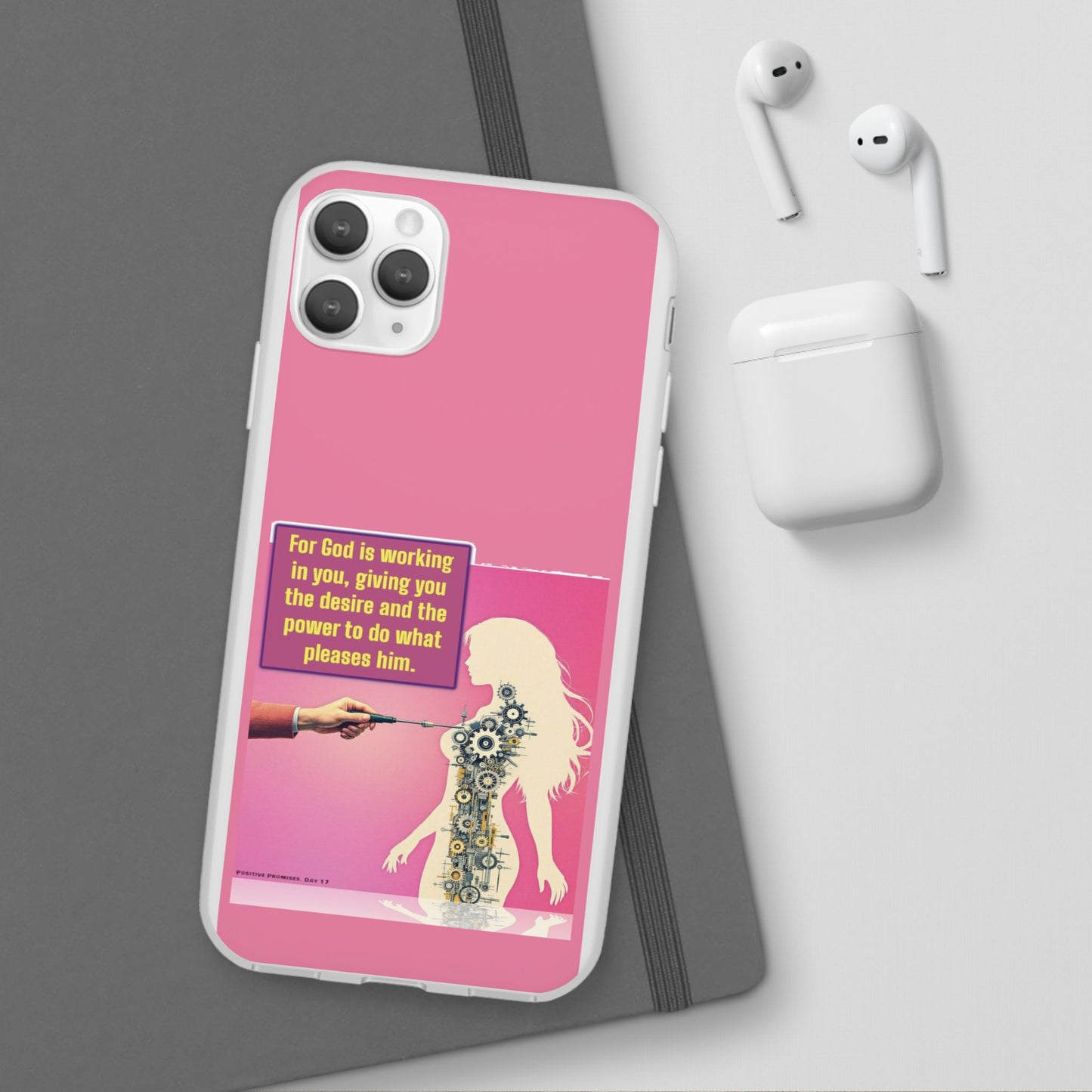 Motivational Flexi Case, Inspirational Phone Cover, Cute Gift for Friends, Faith-Based Protector, Unique Tech Accessory