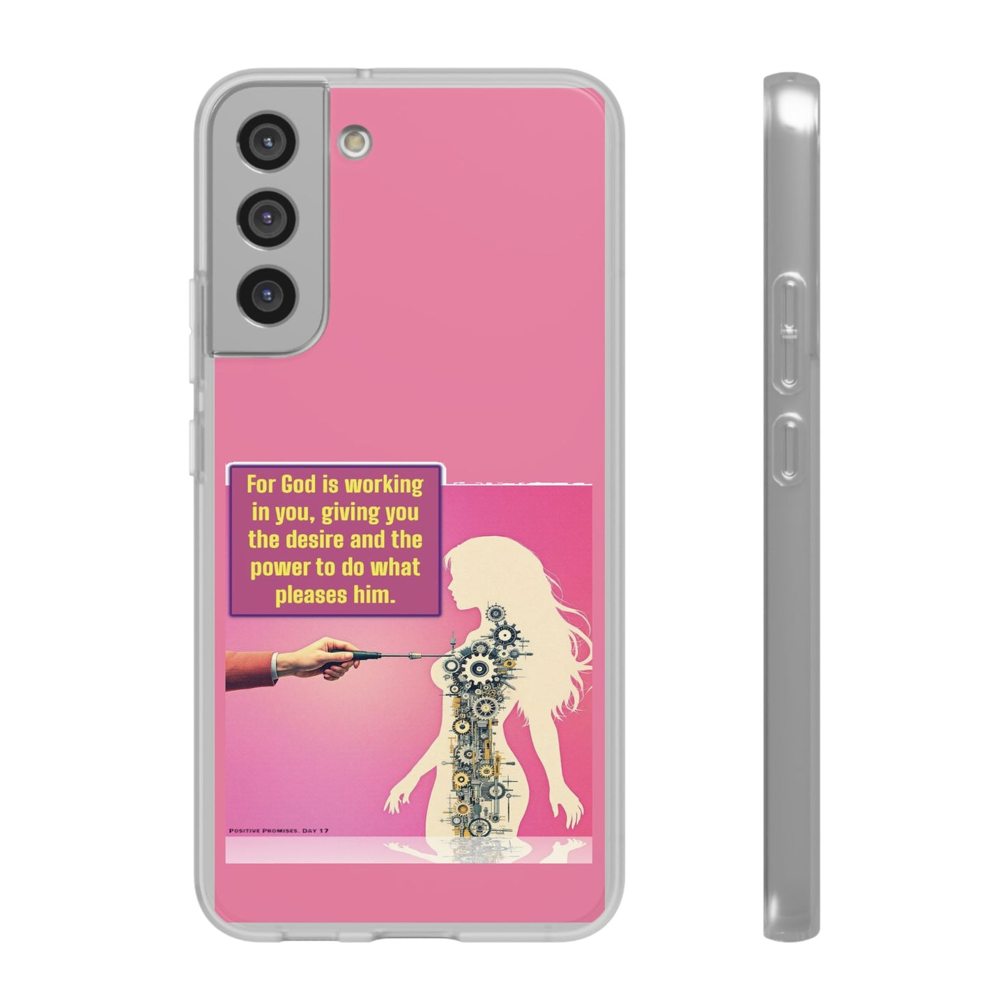 Motivational Flexi Case, Inspirational Phone Cover, Cute Gift for Friends, Faith-Based Protector, Unique Tech Accessory