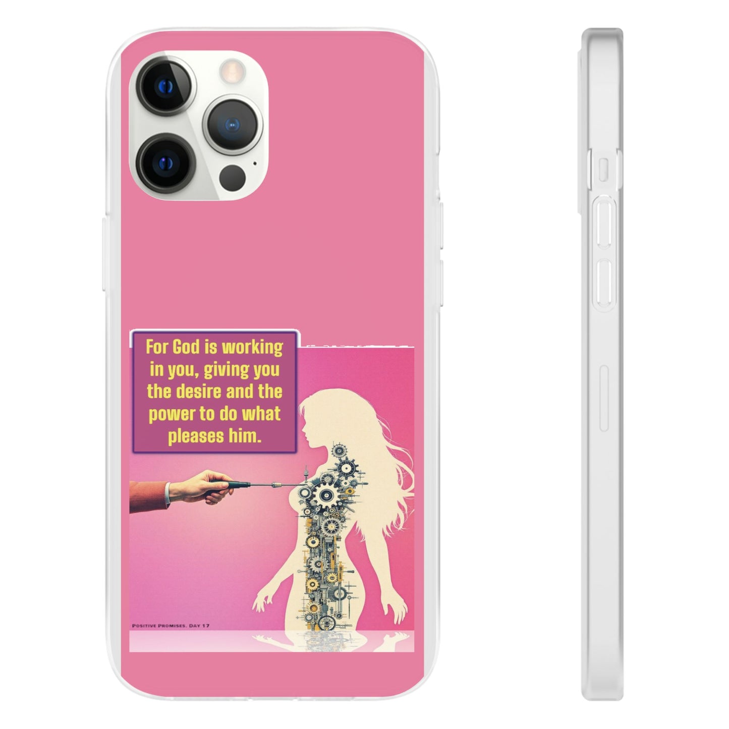 Motivational Flexi Case, Inspirational Phone Cover, Cute Gift for Friends, Faith-Based Protector, Unique Tech Accessory